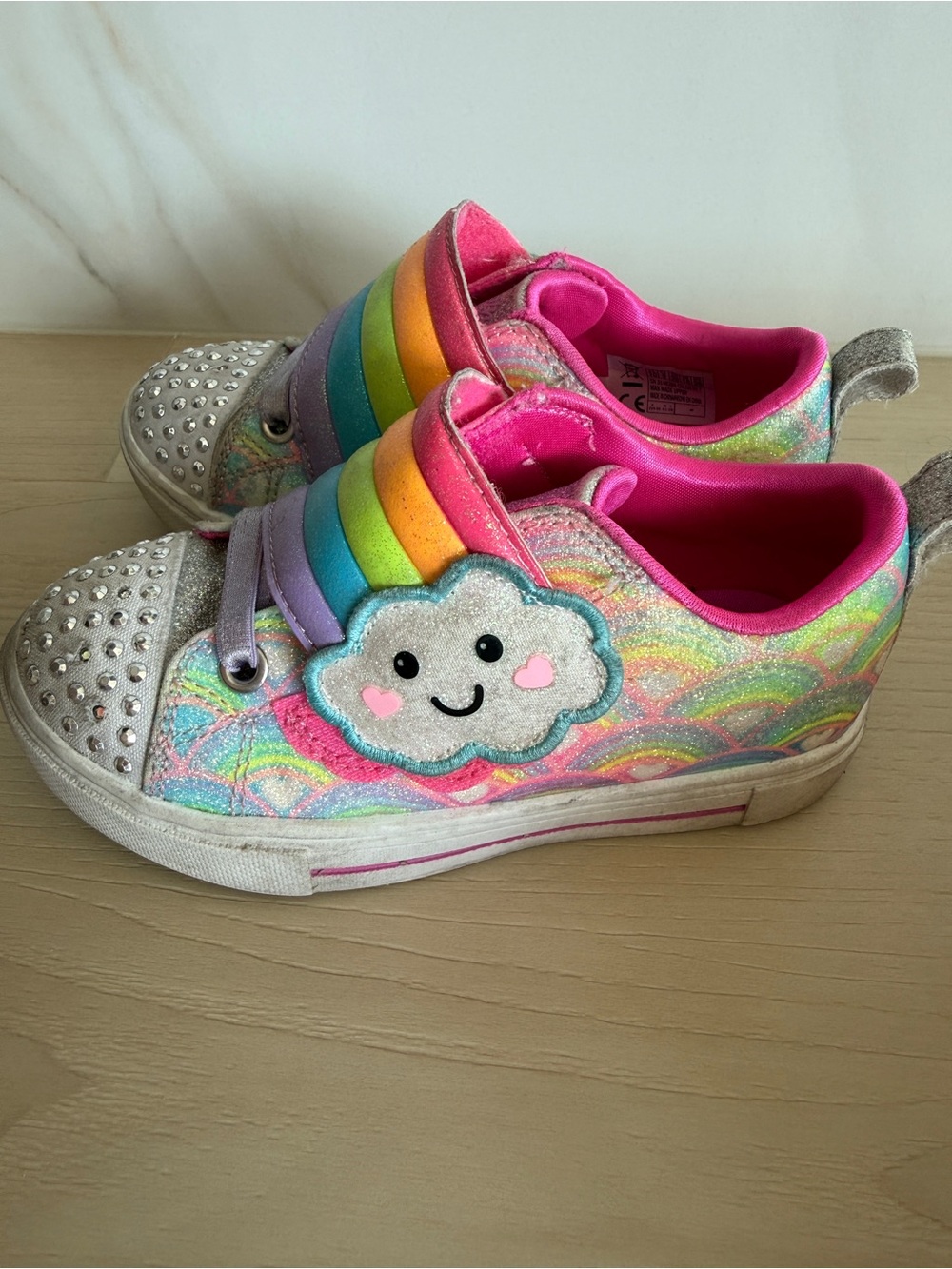 Kids Rainbow Cloud Glitter Sneakers - Pink